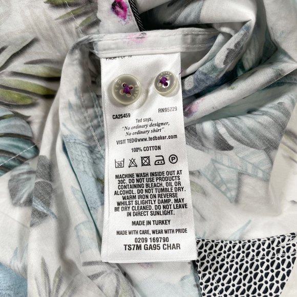 Ted Baker London Button Down Shirt Short Sleeve Size 3 - Picture 9 of 9